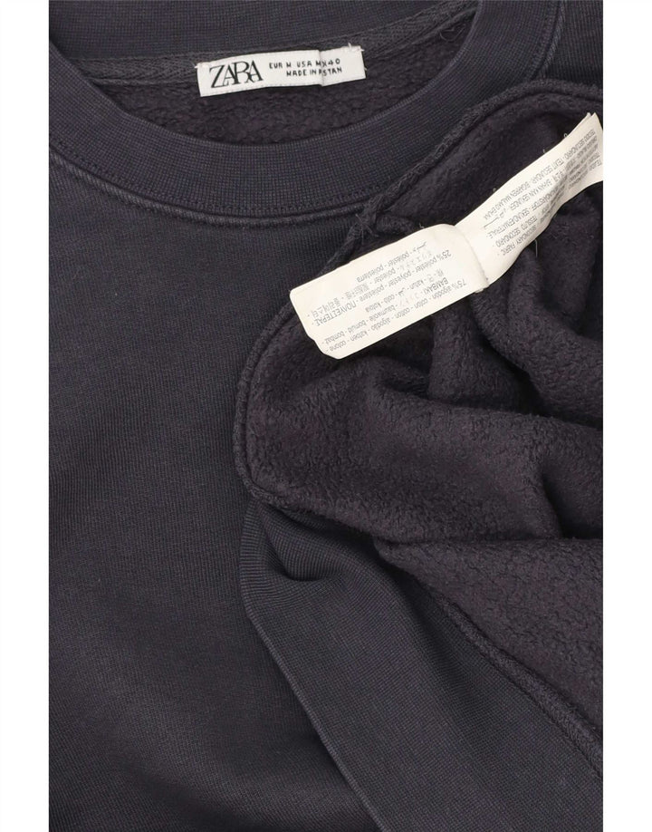 Zara Herren-Sweatshirt-Pullover, mittelmarineblaue Baumwolle