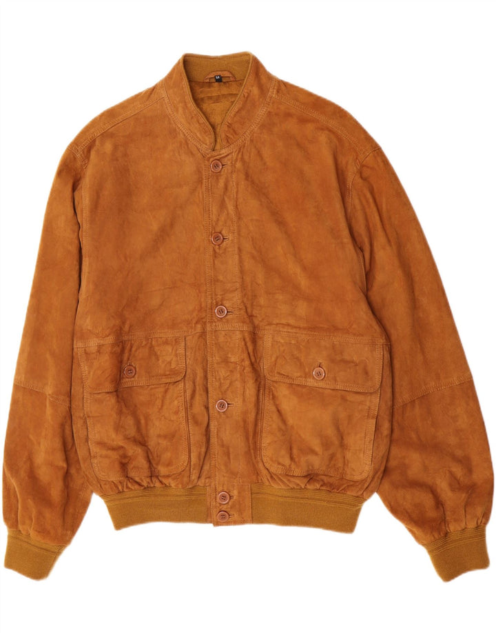 Vintage Herren Wildleder Bomberjacke IT 54 2XL Braunes Leder