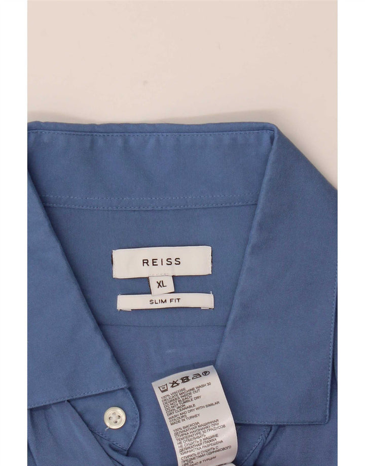 Reiss Herren Slim Fit Hemd XL Blaue Viskose