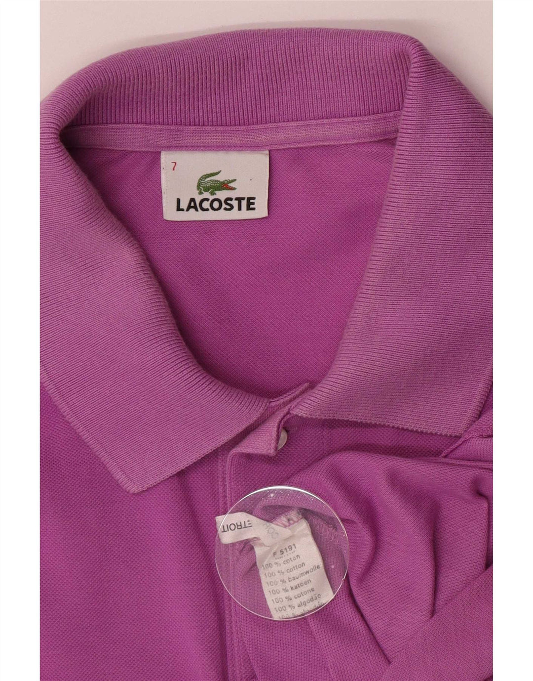 Lacoste Herren Poloshirt Größe 7 2XL Lila Baumwolle