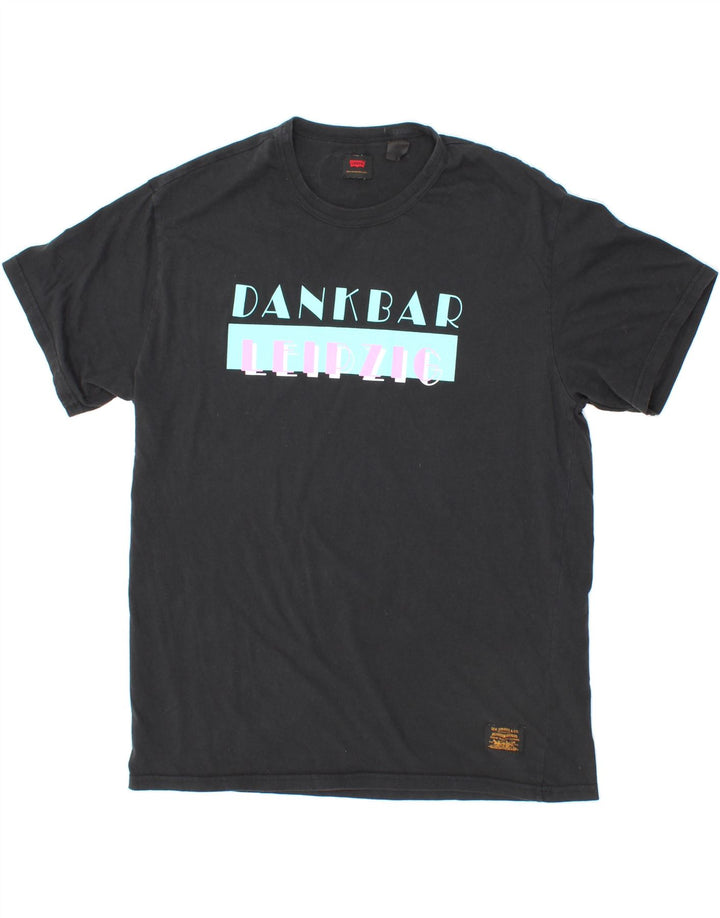 LEVI'S Mens Graphic T-Shirt Top Medium Black Cotton Vintage Levi's and Second-Hand Levi's from Messina Hembry 