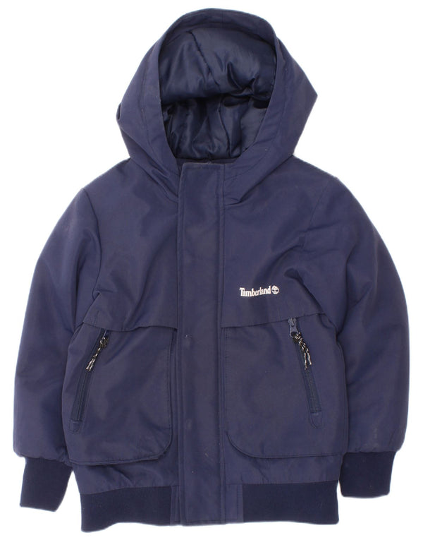 Timberland wattierte Jungenjacke mit Kapuze, 4–5 Jahre, marineblaues Polyester