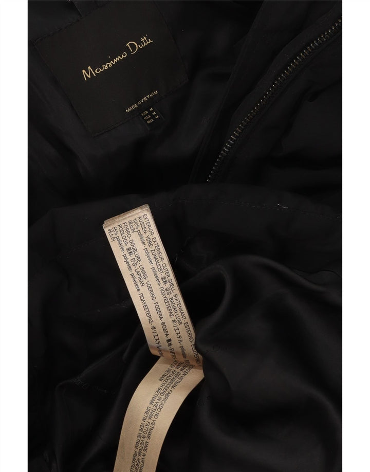 Massimo Dutti Wattierter Damenmantel mit Kapuze, UK 14, Mittelschwarz, Polyester