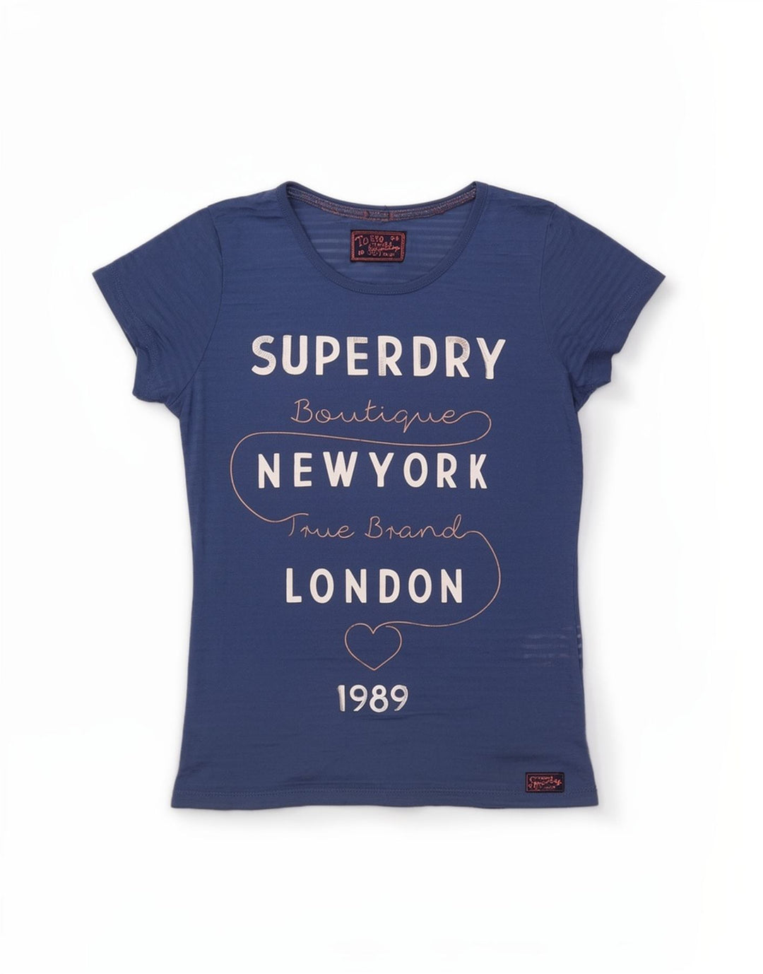 Superdry Damen Grafik-T-Shirt-Oberteil UK 10 Small Blau Polyester