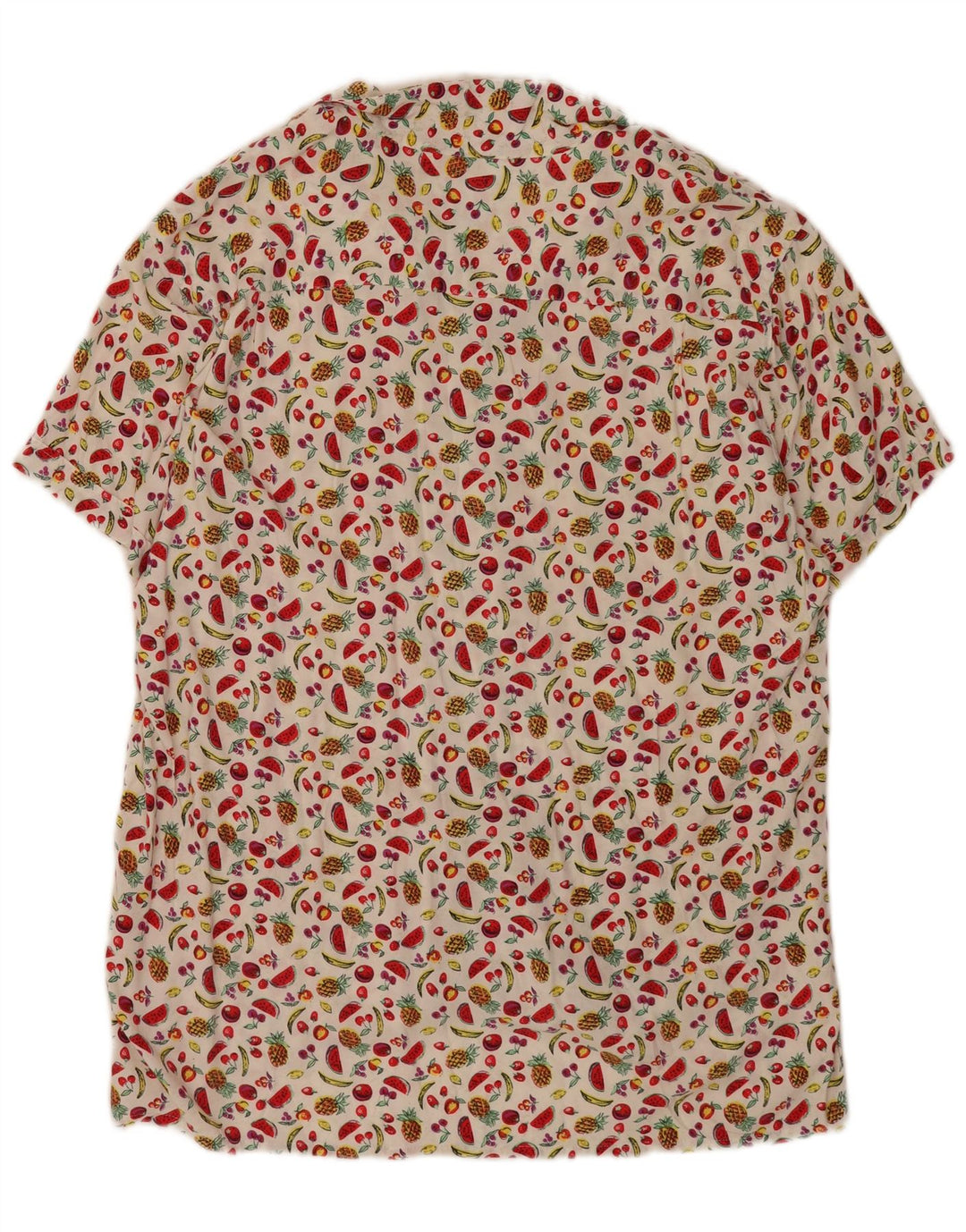 Vintage Herren Kurzarmhemd mit abstraktem Muster XL Weiß