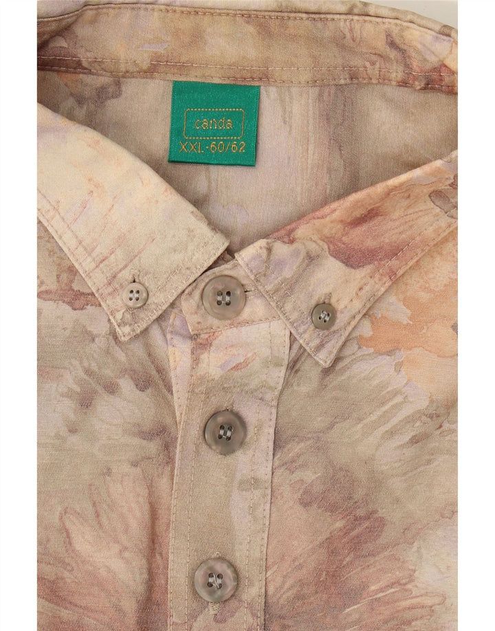 CANDA Mens Short Sleeve Pullover Shirt Size 60/62 2XL Beige Floral Vintage Canda and Second-Hand Canda from Messina Hembry 