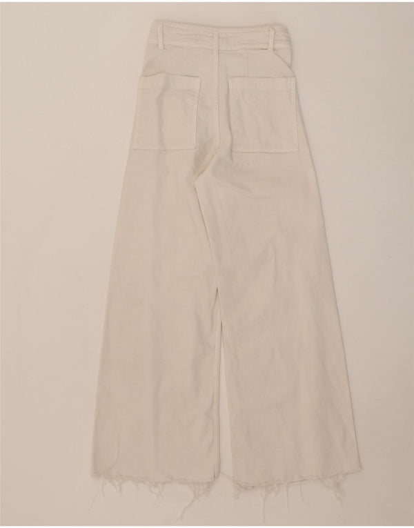 Zara Damen The Marine High Waist Straight Jeans EU 34 2XS W24 L26 Weiß