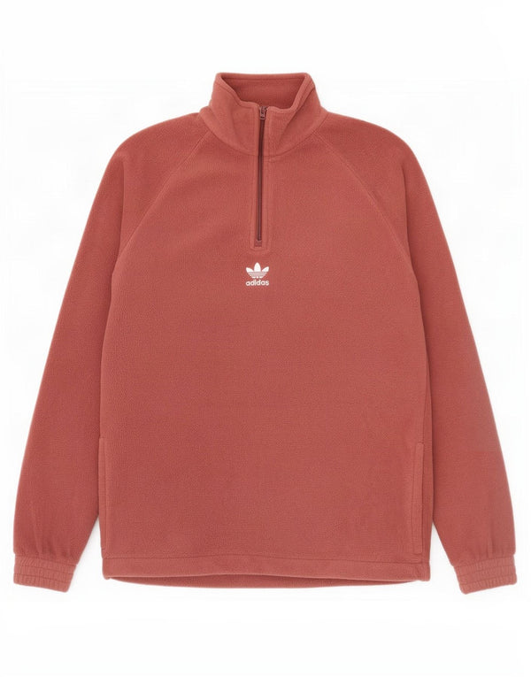 Adidas Herren-Fleecepullover mit grafischem Reißverschluss und Kragen, klein, braun, Polyester