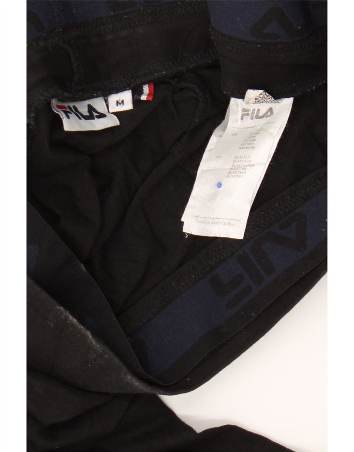 Fila Womens Graphic Leggings UK 12 Mittelschwarze Baumwolle