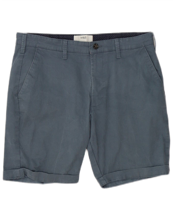 Marks & Spencer Herren Chinoshorts W32 mittelblaue Baumwolle