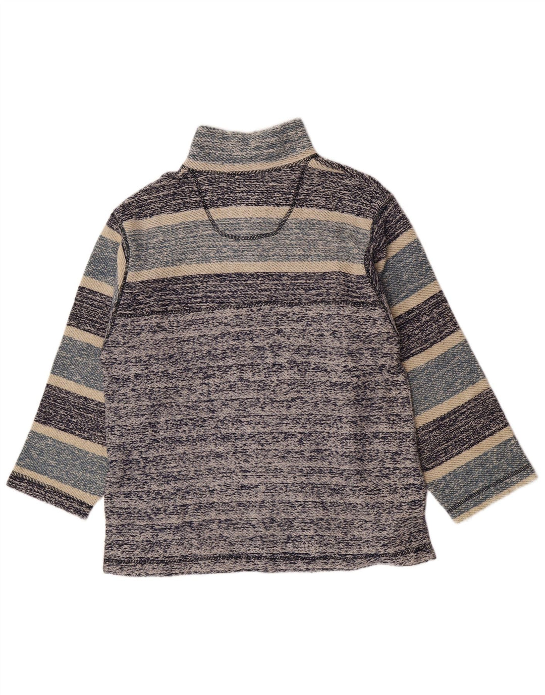 Vintage Herren 1/4 Reißverschluss Sweatshirt Pullover Mittelblau gestreift Retro