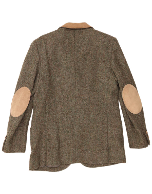 Vintage Damen 4-Knopf-Blazerjacke UK 12 Medium Khaki Colourblock