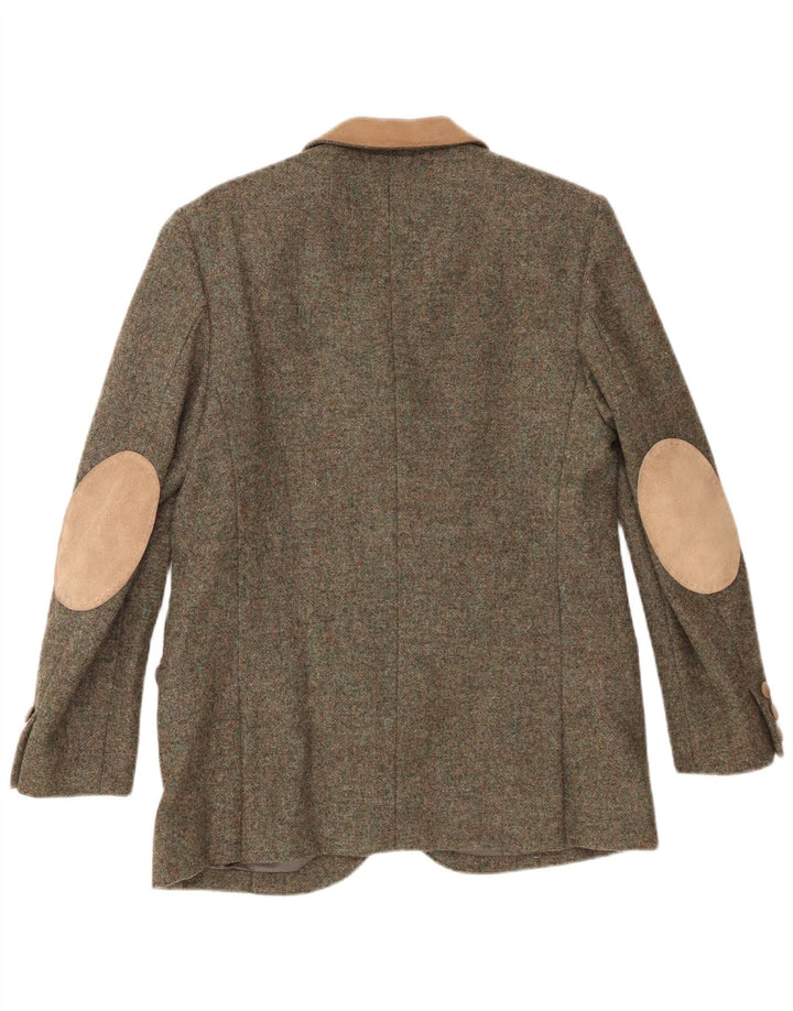Vintage Damen 4-Knopf-Blazerjacke UK 12 Medium Khaki Colourblock