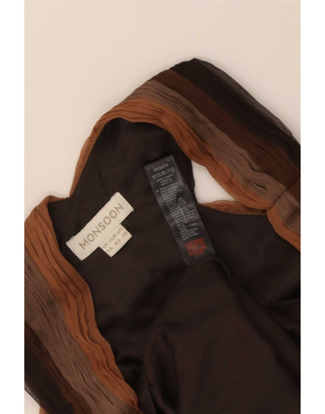 Monsoon A-Linien-Kleid für Damen, UK 14, Größe L, Braun, Farbblock-Polyester