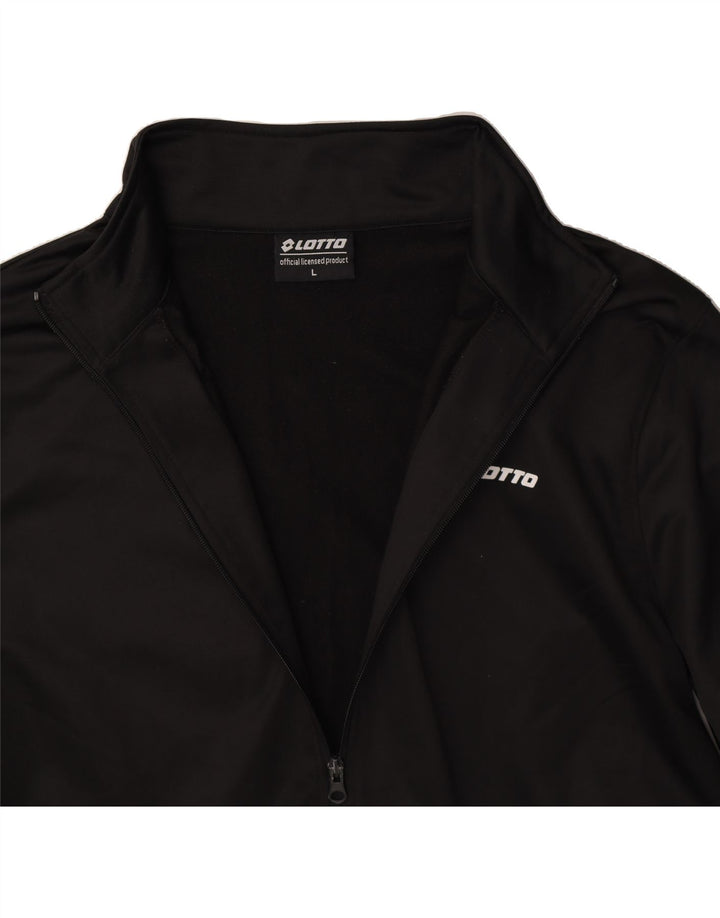 LOTTO Mens Tracksuit Top Jacket Large Black Polyester Vintage Lotto and Second-Hand Lotto from Messina Hembry 
