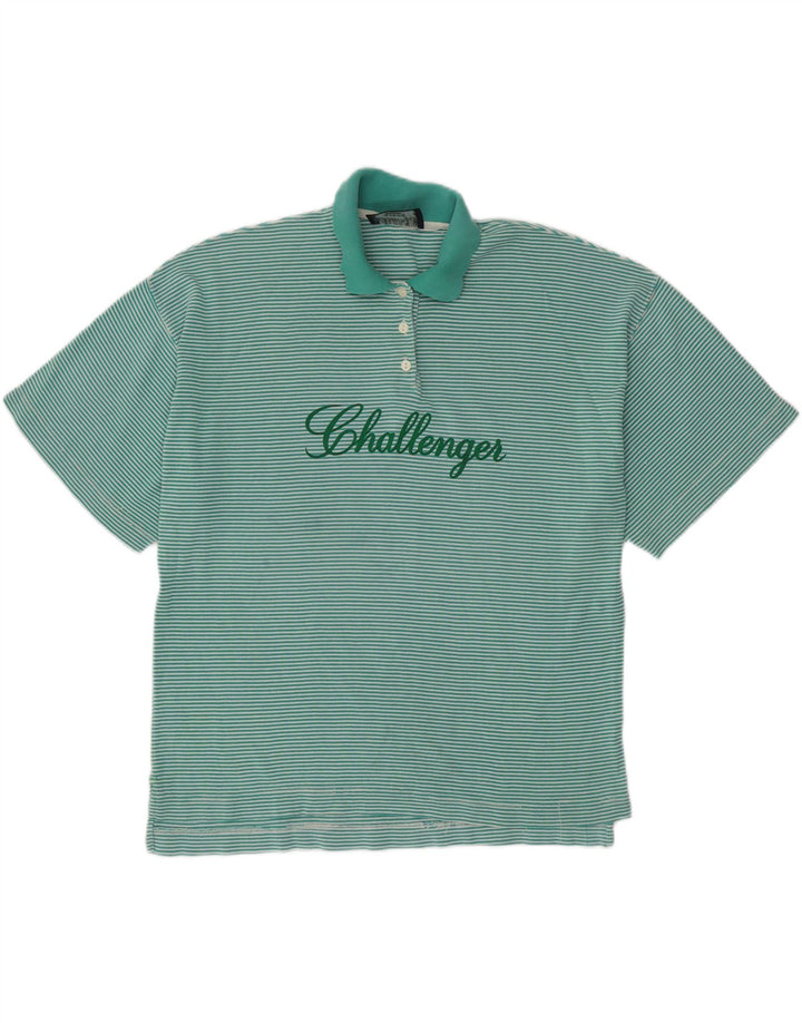 CHALLENGER Damen-Poloshirt in Übergröße, UK 14, Mitteltürkis mit Nadelstreifen