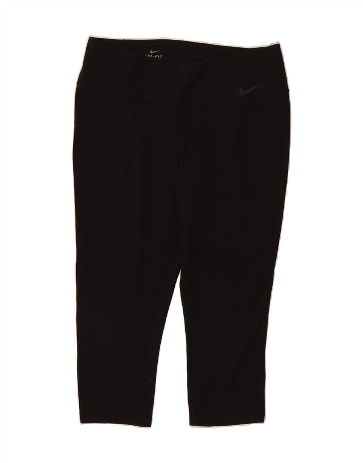 NIKE Womens Dri Fit Capri Leggings UK 14 Large  Black Polyester Vintage Nike and Second-Hand Nike from Messina Hembry 