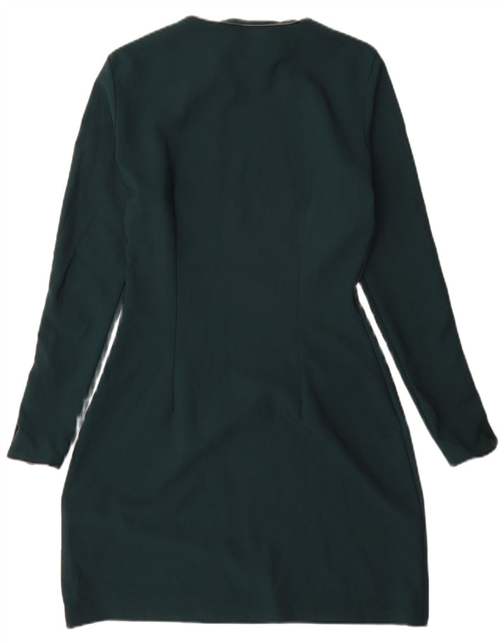 Zara Damen Langarm-Etuikleid UK 10 Small Grün Polyester