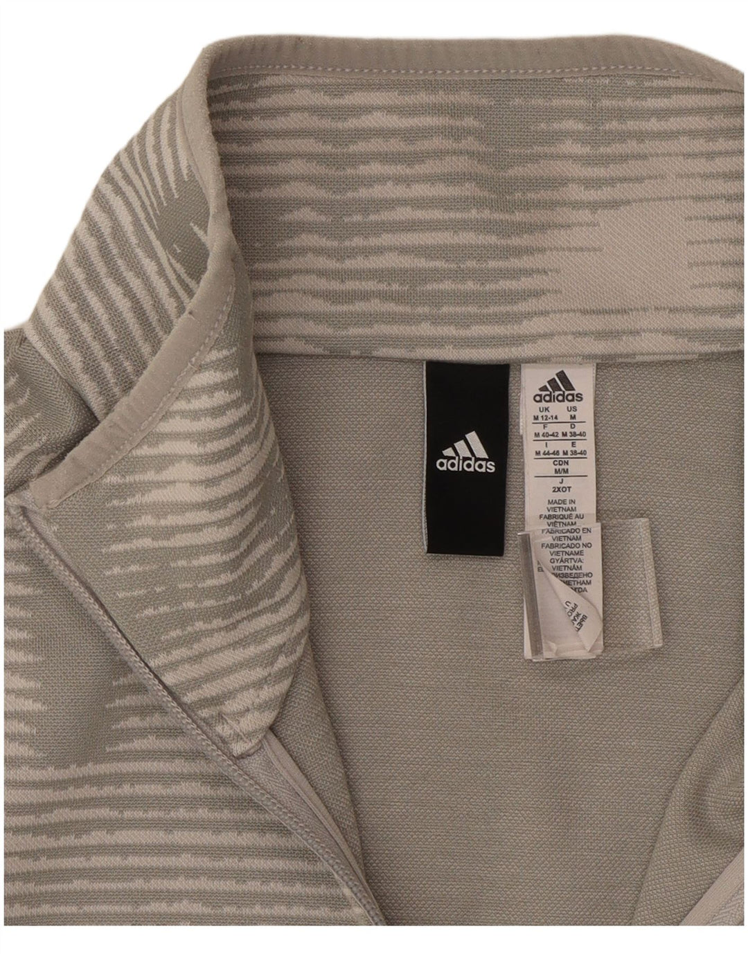 ADIDAS Damen Trainingsanzug Top Jacke UK 12/14 Mittelgrau gestreift Polyester