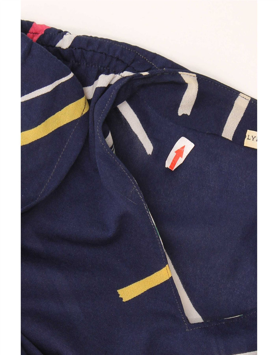 Vintage Damen A-Linie Kleid IT 42 Medium Marineblau gestreift Polyester