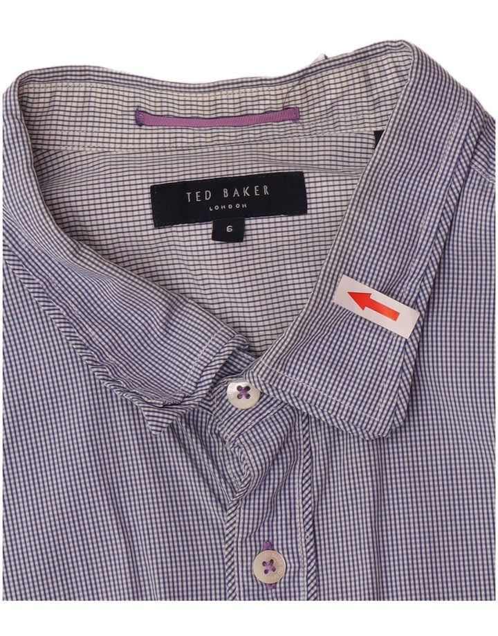 Ted Baker Herrenhemd Größe 6 2XL Marineblau kariert