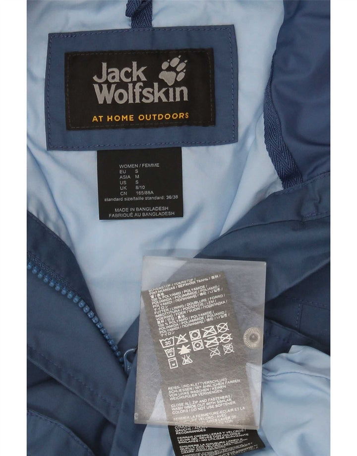 Jack Wolfskin Womens Hooded Oversized Raincoat UK 8/10 Small Blau Polyamid