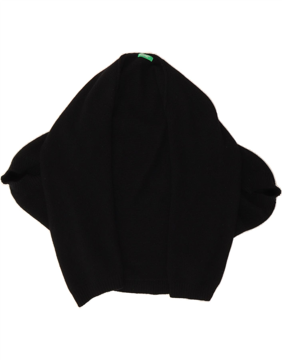 BENETTON Womens Batwing Open Cardigan Sweater UK 10 Small Black Wool Vintage Benetton and Second-Hand Benetton from Messina Hembry 