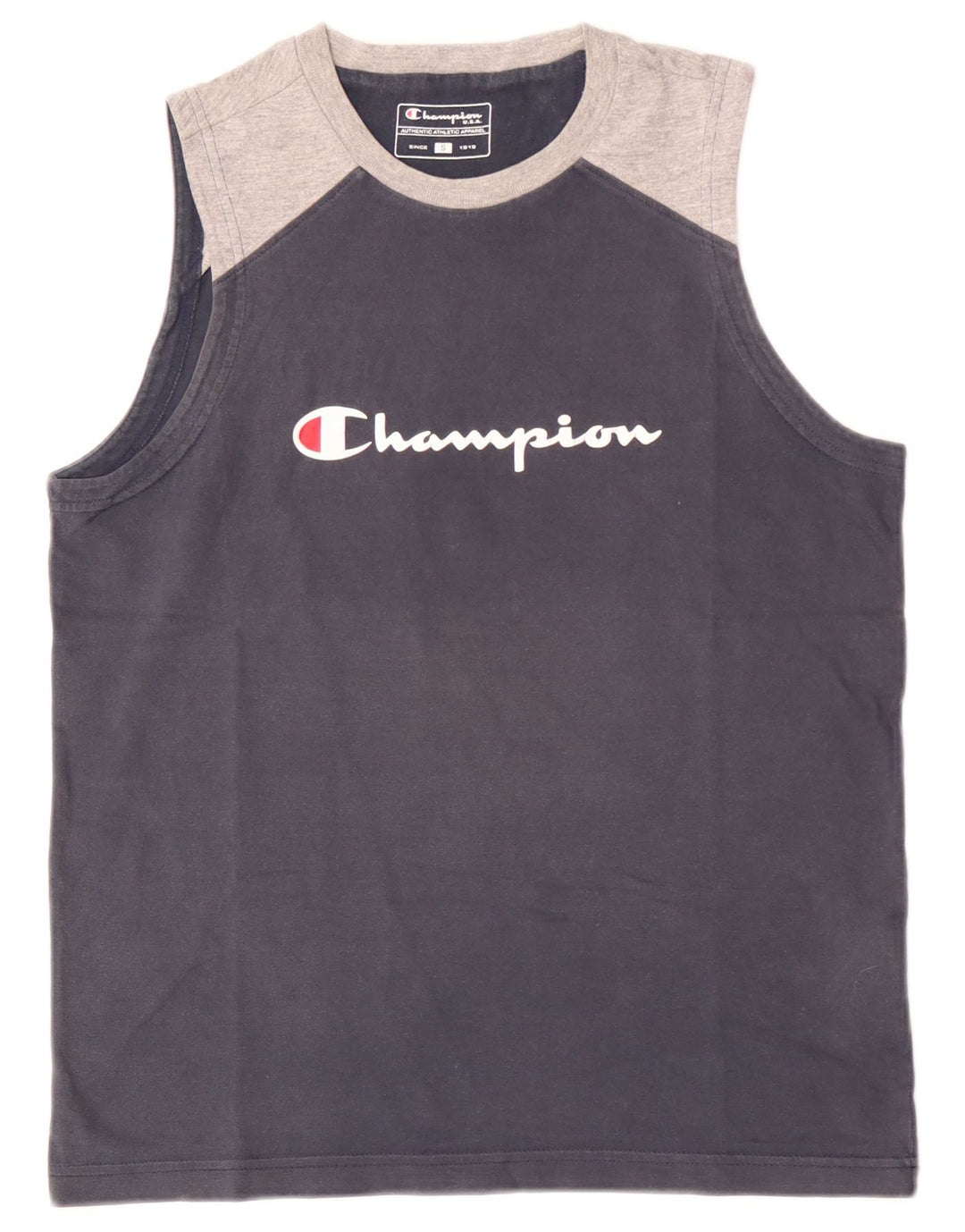Champion Herren-Unterhemd mit Grafik, Größe S, Marineblau, Colourblock-Baumwolle