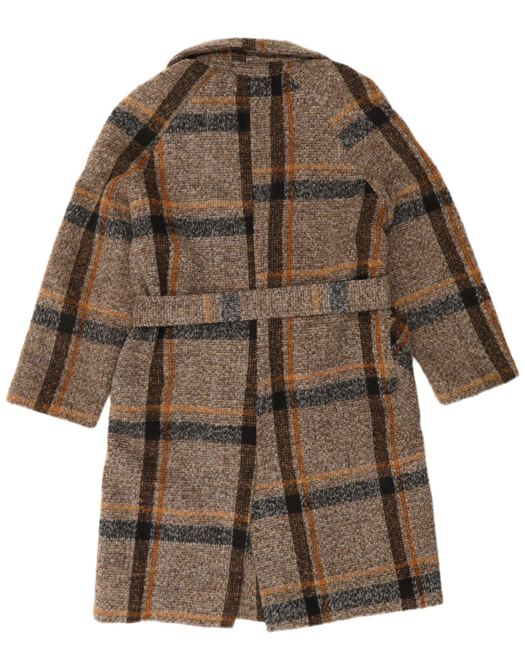 SWEET MISS Zweireihiger Damenmantel UK 14 Mittelbraun kariertes Polyester