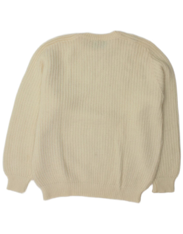 Benetton Herren-Pullover mit U-Boot-Ausschnitt, XL, gebrochenes Weiß
