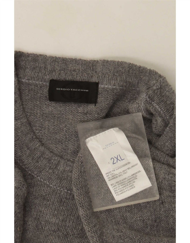 Sergio Tacchini Herren-Pullover mit Rundhalsausschnitt, 2XL, graue Wolle