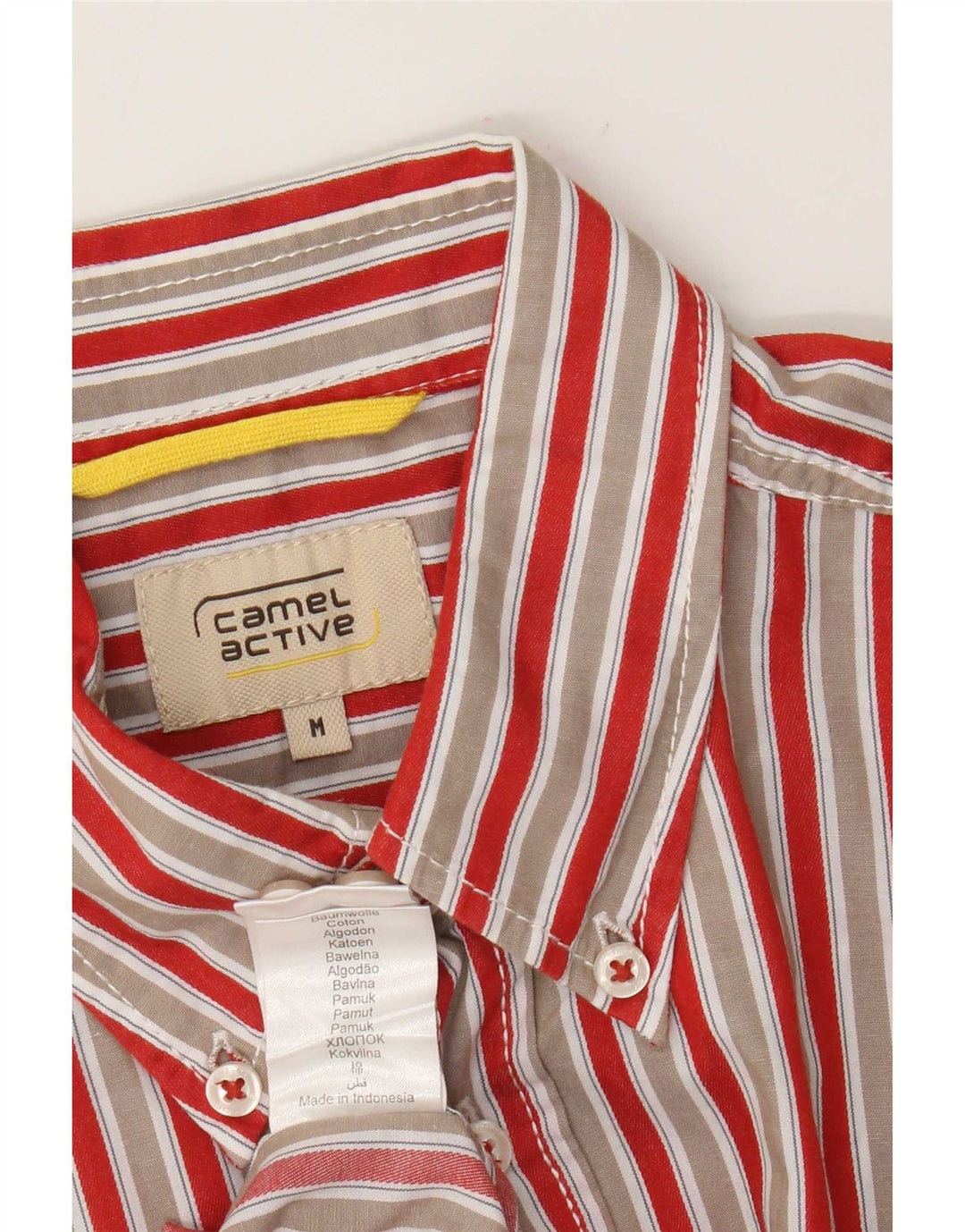 Camel Active Herren-Kurzarmhemd aus mittelroter, gestreifter Baumwolle