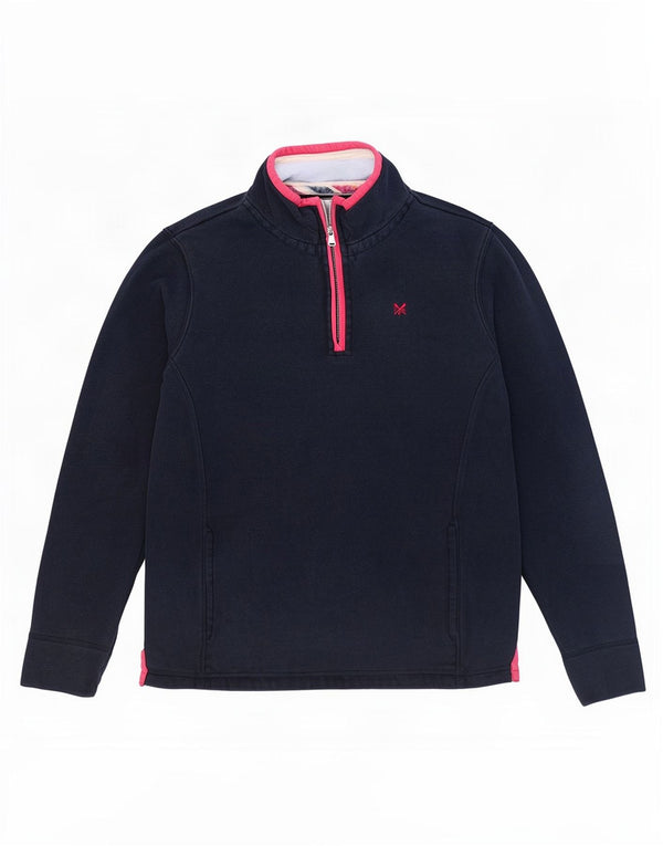Crew Clothing Damen-Sweatshirt mit Reißverschluss am Hals, Gr. 12, mittleres Marineblau
