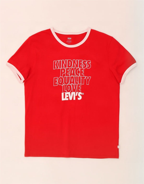 Levi's Damen-T-Shirt mit Grafik, UK 18, XL, rote Baumwolle