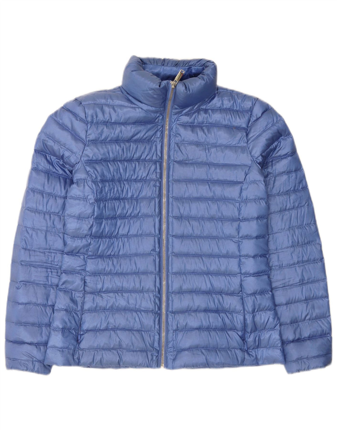 Massimo Dutti Damen Wattierte Jacke UK 12 Mittelblaues Polyester
