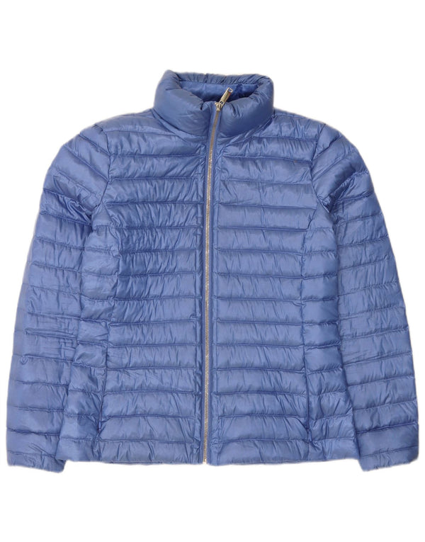 Massimo Dutti Damen Wattierte Jacke UK 12 Mittelblaues Polyester