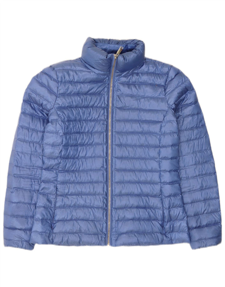 Massimo Dutti Damen Wattierte Jacke UK 12 Mittelblaues Polyester