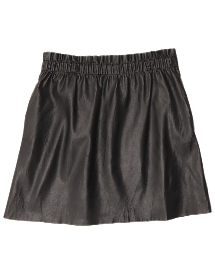 Zara Damen-Minirock aus Kunstleder, Größe M, W28, Schwarz, Polyester