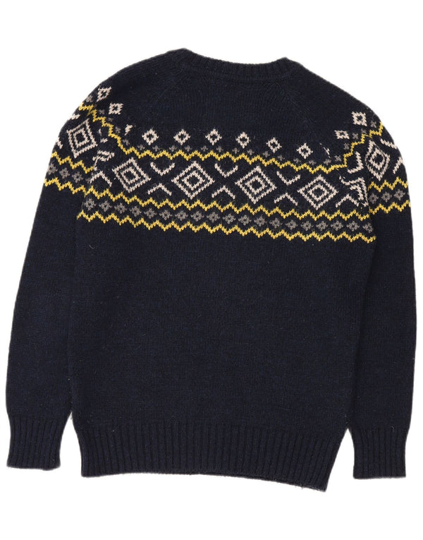 Superdry Herren-Pullover mit Rundhalsausschnitt, mittleres Marineblau, Fair-Isle-Acryl