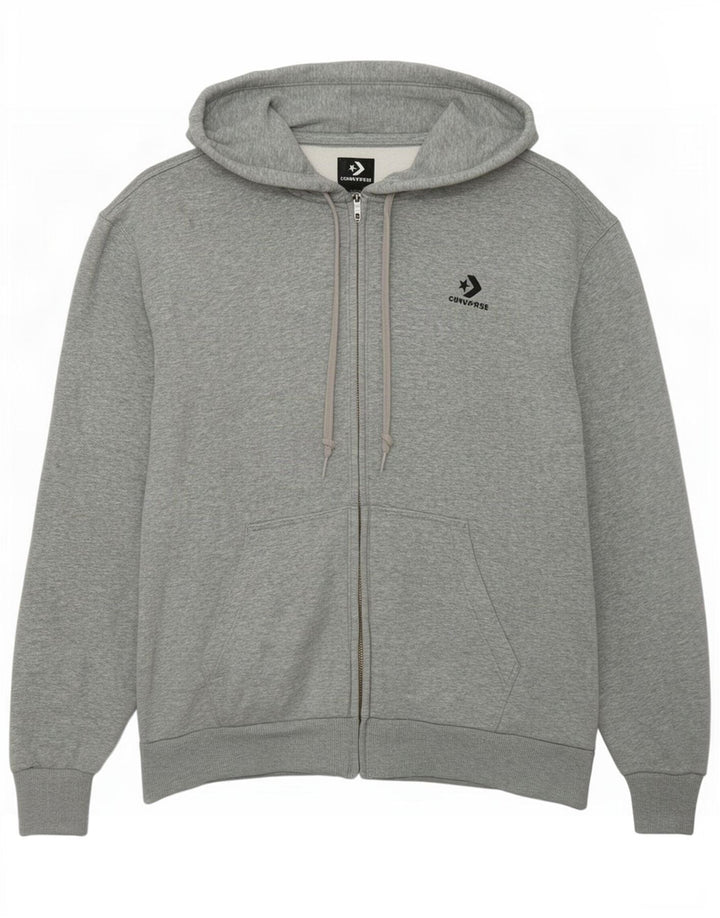 Converse Damen-Kapuzenpullover mit Reißverschluss, UK 14, mittelgrau gefleckte Baumwolle