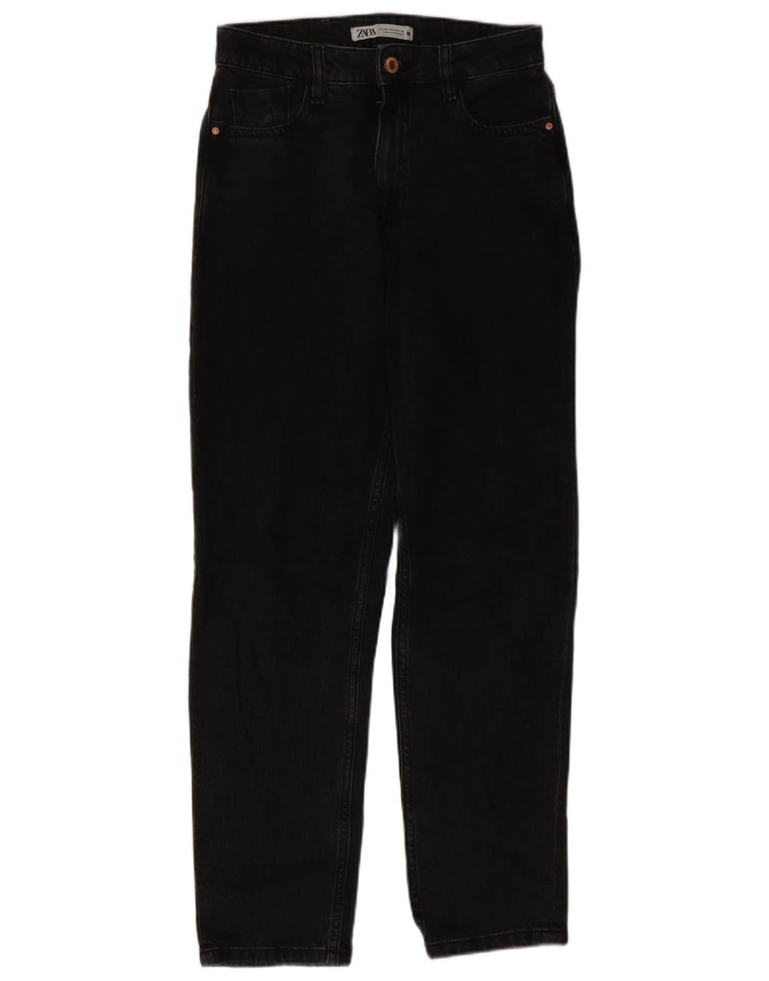 ZARA Damen Straight Jeans EU 36 XS W26 L29 Schwarz