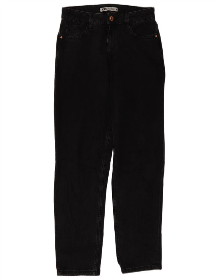 ZARA Damen Straight Jeans EU 36 XS W26 L29 Schwarz