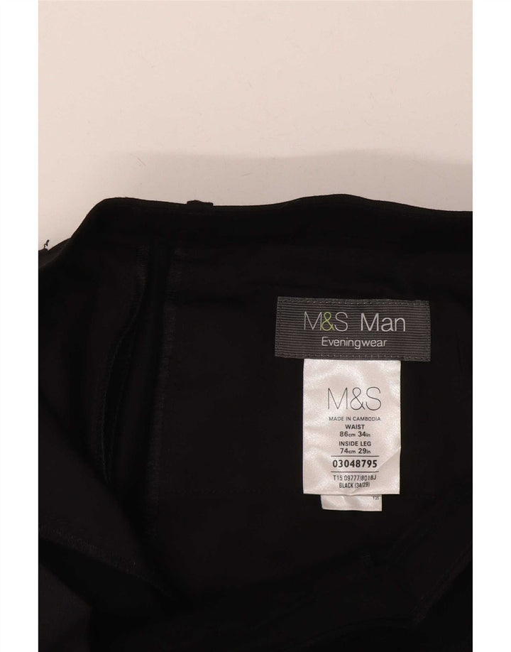 Marks & Spencer Gerade Freizeithose für Herren, W34, L29, Schwarz, Polyester