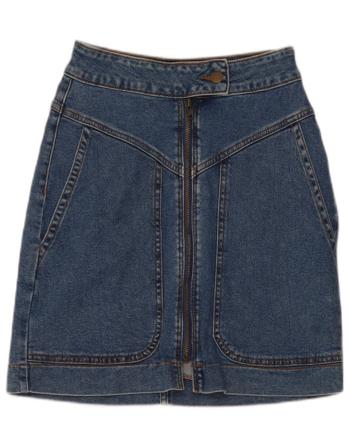 Tezenis Damen Jeansrock XS W25 Blaue Baumwolle
