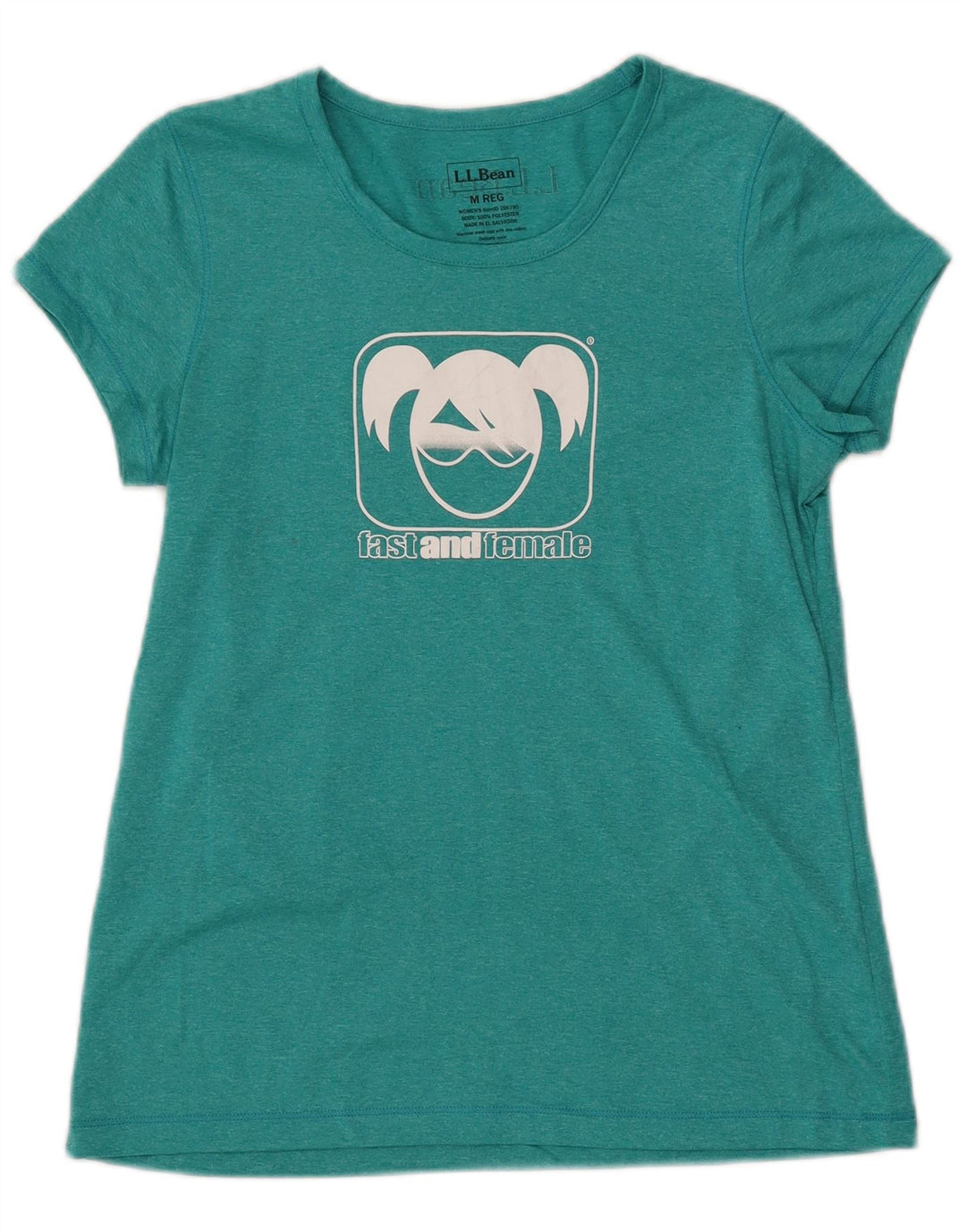 L.L.BEAN Damen Grafik-T-Shirt-Oberteil UK 12 Medium Türkis meliert