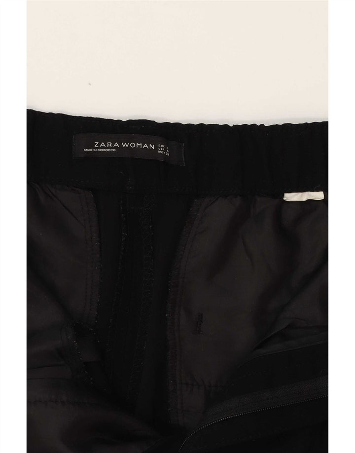 Zara Damen Tapered Capri-Hose, Größe M, W30, L23, Schwarz