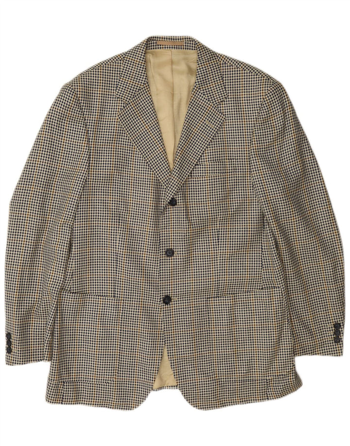 Massimo Dutti Herren-Blazer mit 3 Knöpfen, Gr. 40, Beige, Hahnentrittmuster