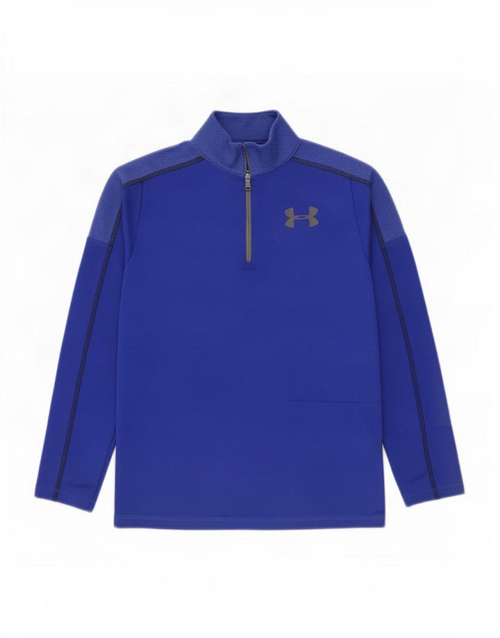 Under Armour Jungen-Trainingsanzugoberteil mit grafischem Pullover, 10–11 Jahre, mittelblau