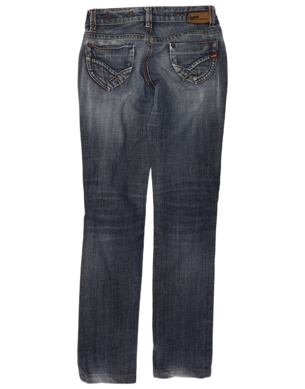 Gas Damen Distressed Low Waist Slim Jeans W28 L30 Blaue Baumwolle