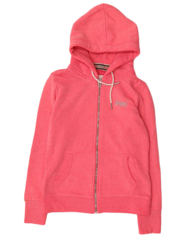 SUPERDRY Damen-Kapuzenpullover mit Reißverschluss, UK 12, mittelrosa, Baumwolle